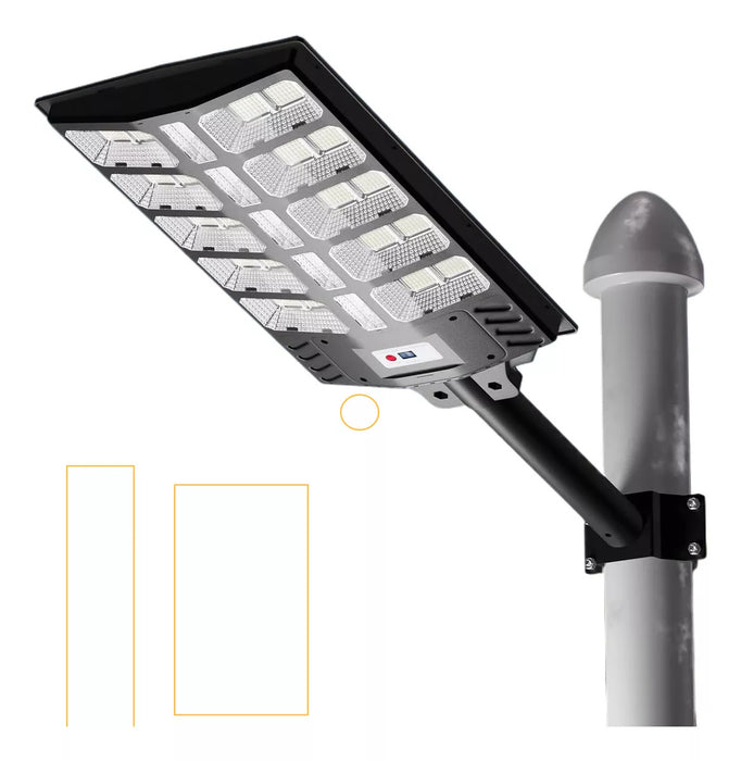 Foco Solar LED 1200W 15 Celdas Grande con Sensor de Movimiento, Control Remoto y Soporte de Fierro