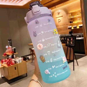 Botella Motivacional 2 Litros con Stickers 3D - Hidratación y Estilo